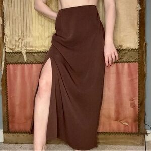 Brown Vintage 1980's Rafael maxi skirt with split